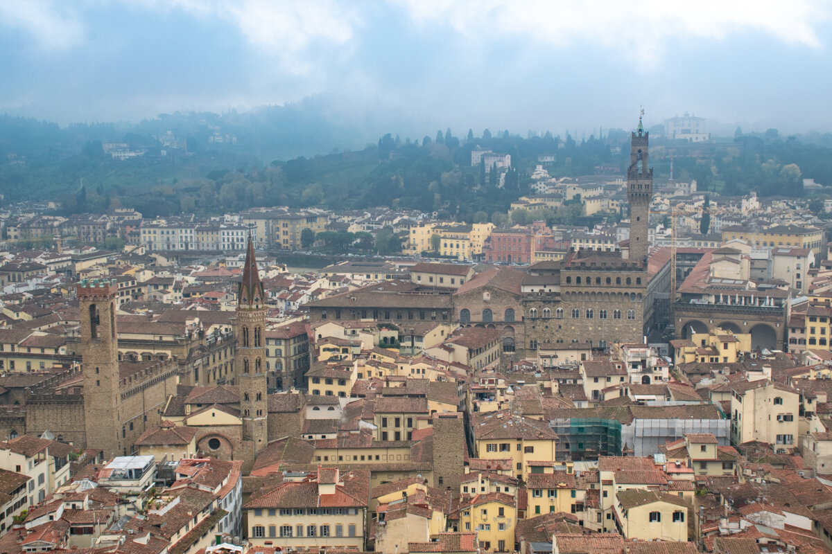Vue sur le palais Vecchio depuis le duomo de Florence